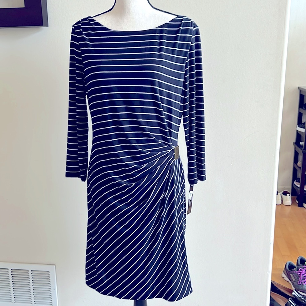 Tahari Striped Wrap Dress Size 10P